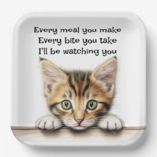 I'll be Watching You Kitty Paper Plate