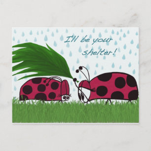 I'll Be Your Shelter Ladybug Illustration Postcard