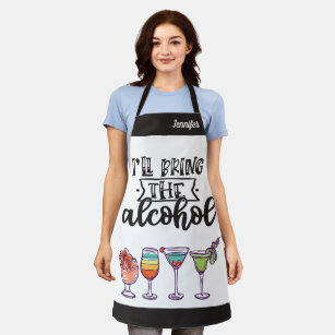 I'll bring the alcohol colourful cocktails humouro apron