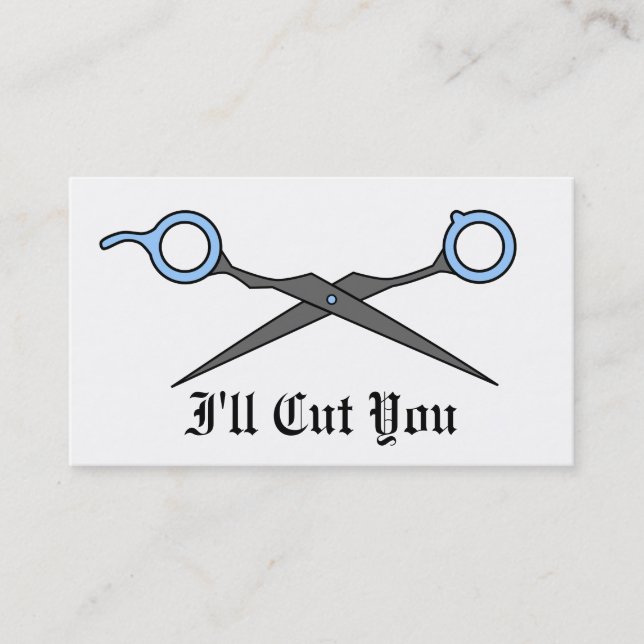I'll Cut You (Blue Hair Cutting Scissors) Appointment Card (Front)
