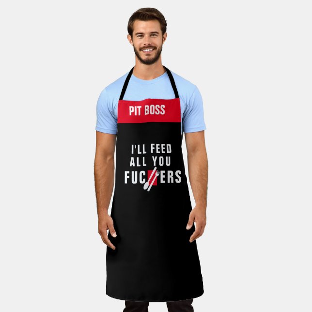 "I'll Feed You " Aprons, Funny Chef Attitude Grill Apron (Worn)