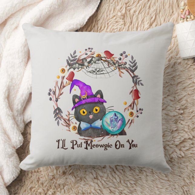 I'll Put Magic On You – Black Witch Cat Halloween  Cushion (Blanket)