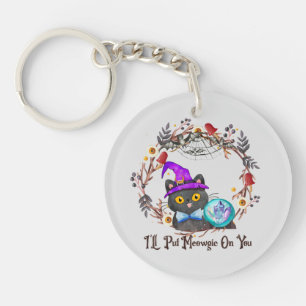 I'll Put Magic On You – Black Witch Cat Halloween Key Ring