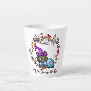 I'll Put Magic On You – Black Witch Cat Halloween  Latte Mug