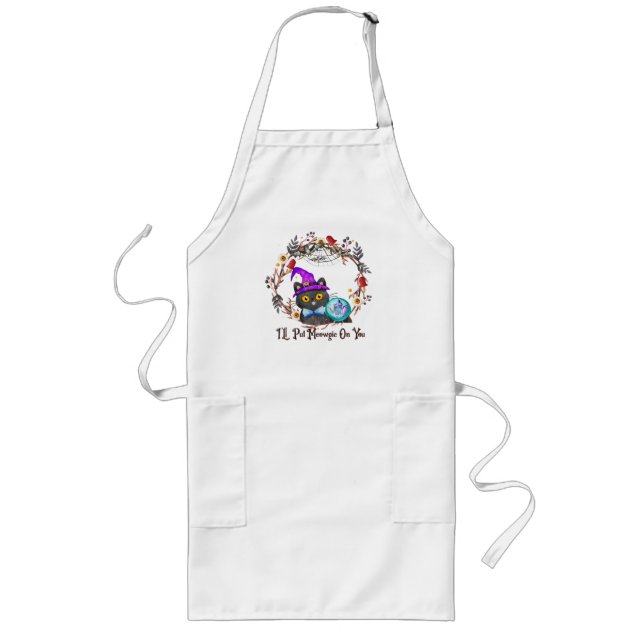 I'll Put Magic On You – Black Witch Cat Halloween  Long Apron (Front)