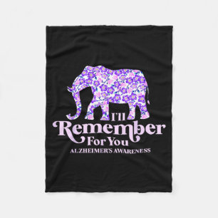 Ill Remember For Alzheimers Awareness Elephant Fleece Blanket