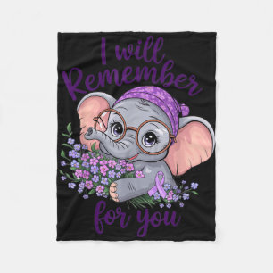 Ill Remember For Dementia Purple Elephant Flower Fleece Blanket