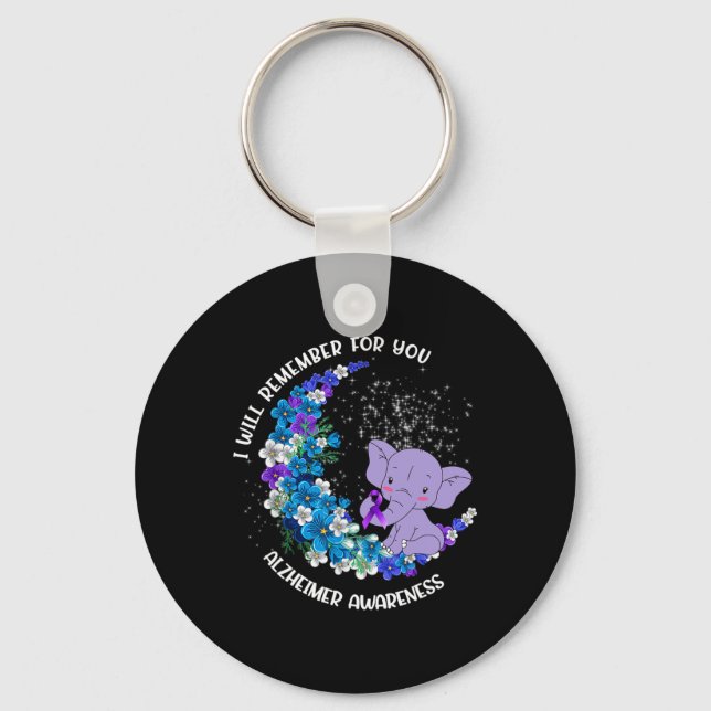 I'll remember for you Alzheimer Awareness Elephant Key Ring (Front)