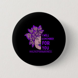 I'll Remember For You Butterfly Alzheimer Awarenes 6 Cm Round Badge