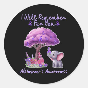 I'll Remember For You Elephant Purple Heimerheimer Classic Round Sticker
