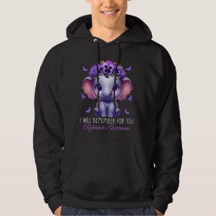 I'll Remember For You Purple Elephant Alzheimer's Hoodie