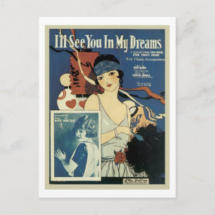 I'll See You In My Dreams Vintage Songbook Cover Postcard
