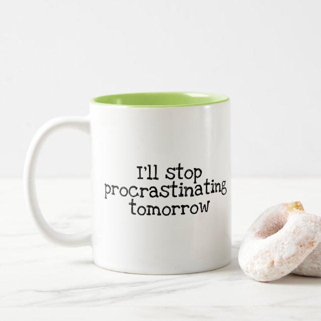 I'll stop procrastinating tomorrow Two-Tone coffee mug (With Donut)