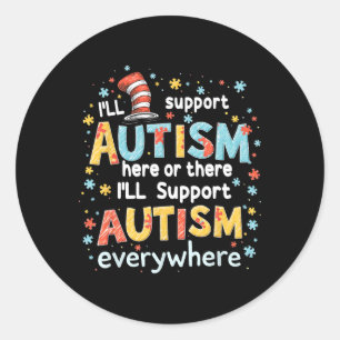 I'll Support Autism Awareness Everywhere Puzzle Pi Classic Round Sticker