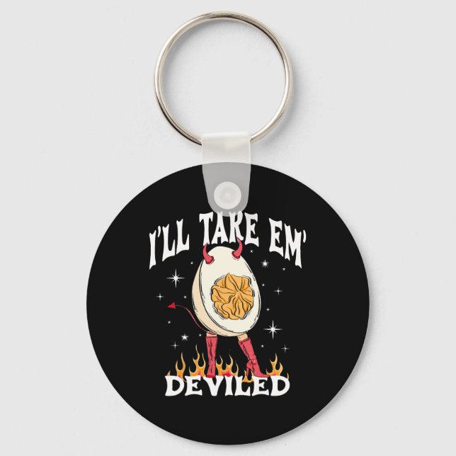 I'll Take Em Deviled Autumn Thanksgiving Funny Dev Key Ring (Front)