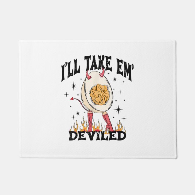 I'll Take Em' Deviled Thanksgiving Funny Egg For M Doormat (Front)