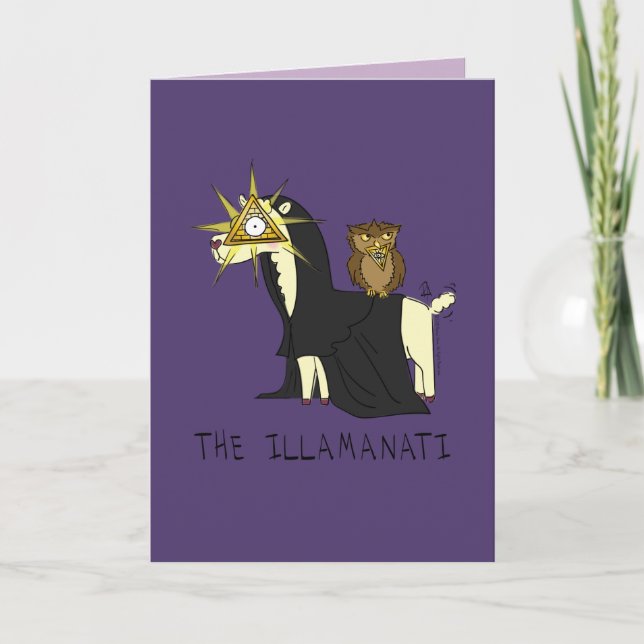 Illamanati Llama Illuminati Funny Greeting Card (Front)