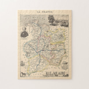 Ille et Vilain Department, Alexandre Vuillemin Map Jigsaw Puzzle