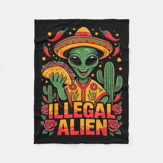 Illegal alien  fleece blanket (Front)