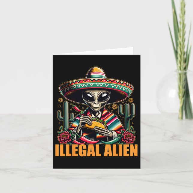 Illegal Alien Funny Cinco De Mayo Western Ufo Funn Card (Front)