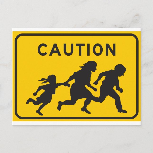 Illegal Aliens Crossing Highway Sign Postcard (Front)