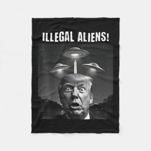 Illegal Aliens. Trump Selfie, Alien And Ufo Fleece Blanket