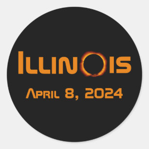 Illinois 2024 Total Solar Eclipse Classic Round Sticker