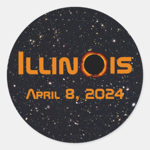 Illinois 2024 Total Solar Eclipse Classic Round Sticker