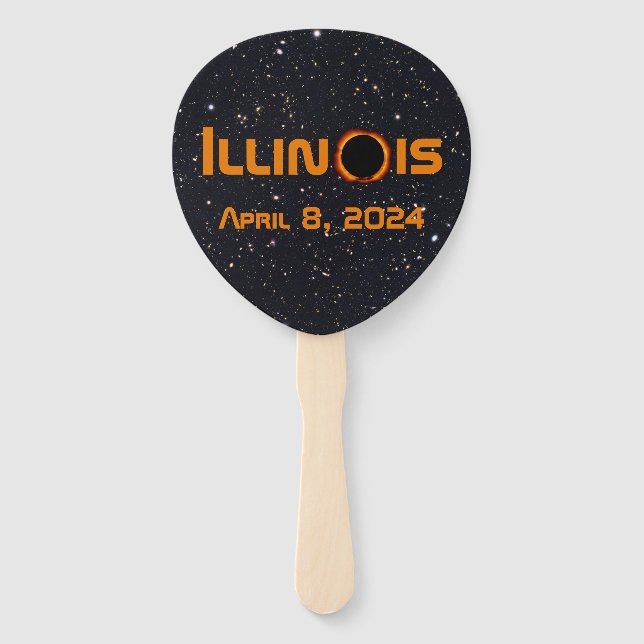 Illinois 2024 Total Solar Eclipse Hand Fan (Front)