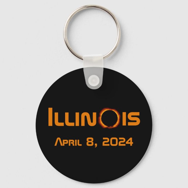 Illinois 2024 Total Solar Eclipse Key Ring (Front)