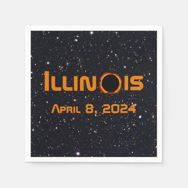 Illinois 2024 Total Solar Eclipse Napkin (Front)