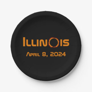 Illinois 2024 Total Solar Eclipse Paper Plate