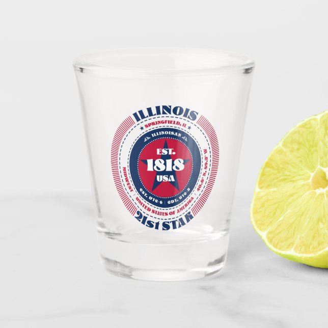 Illinois 21st Star Patriotic Shot glass (Front)