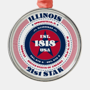 Illinois 21st State Christmas Ornament