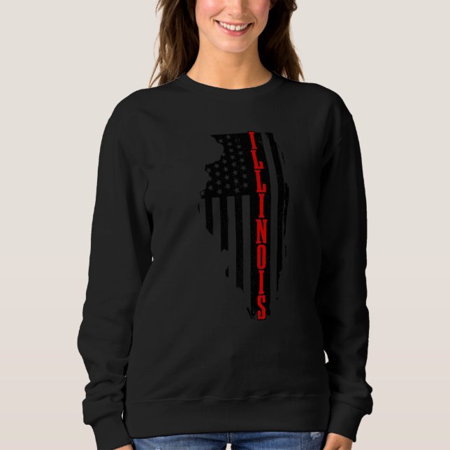 Illinois American Flag State Map Pride Patriotic 4 Sweatshirt (Front)