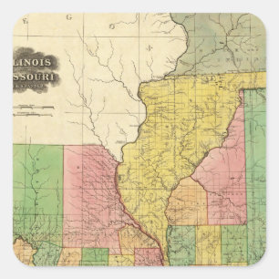 Illinois and Missouri Square Sticker