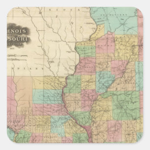 Illinois and Missouri Square Sticker