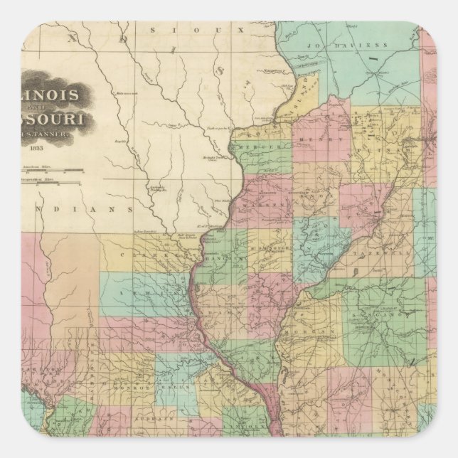 Illinois and Missouri Square Sticker (Front)