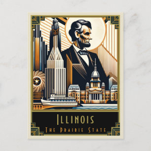 Illinois   Art Deco Postcard