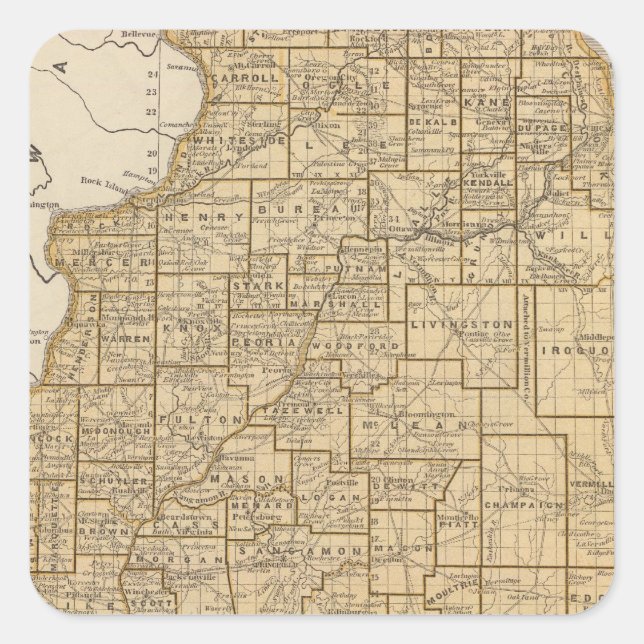 Illinois Atlas Map Square Sticker (Front)