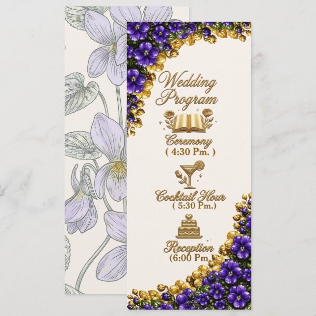 Illinois Blue Violet Floral Wedding Program (Front/Back)