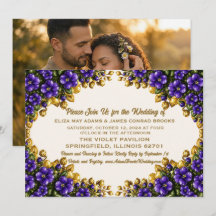 Illinois Blue Violet Photo Wedding Invitation