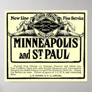 Illinois Central Railroad Vintage Poster
