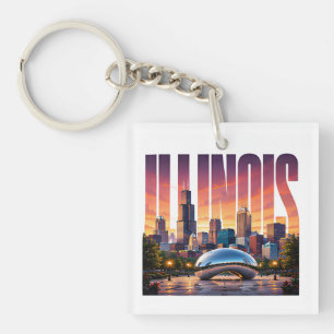 Illinois Chicago Skyline Lakefront City Adventure Key Ring