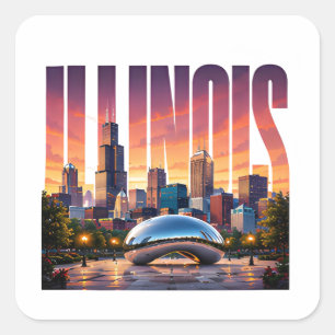 Illinois Chicago Skyline Lakefront City Adventure Square Sticker