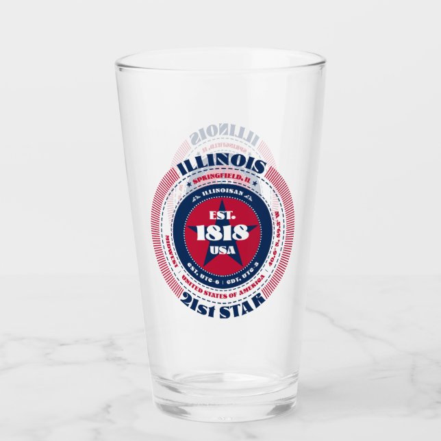 Illinois Circular Typography Design Glass (Front)