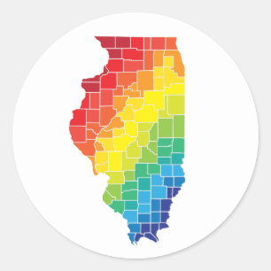 illinois colour counties classic round sticker