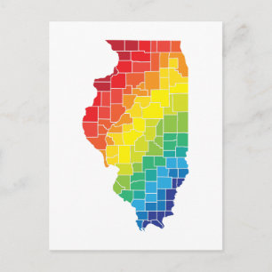 illinois colour counties postcard