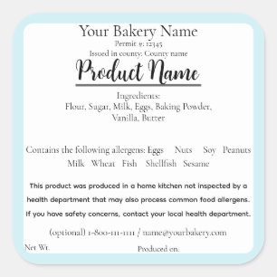 Illinois Cottage Food Business Blue Baking Label