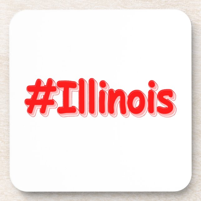 "#Illinois " Cute Design. Buy Now Coaster (Front)